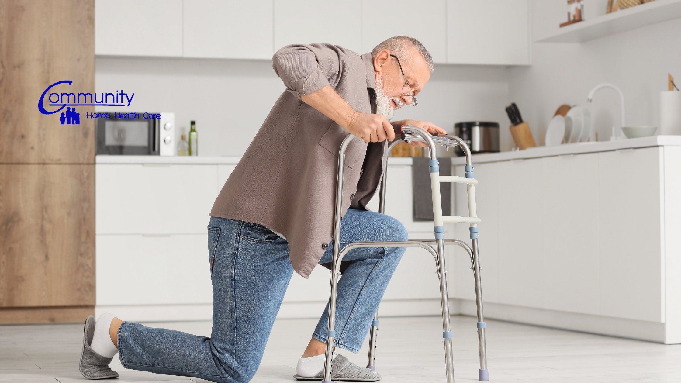 Senior man using a walker at home for fall prevention and safe aging in place in Fort Wayne, Indiana